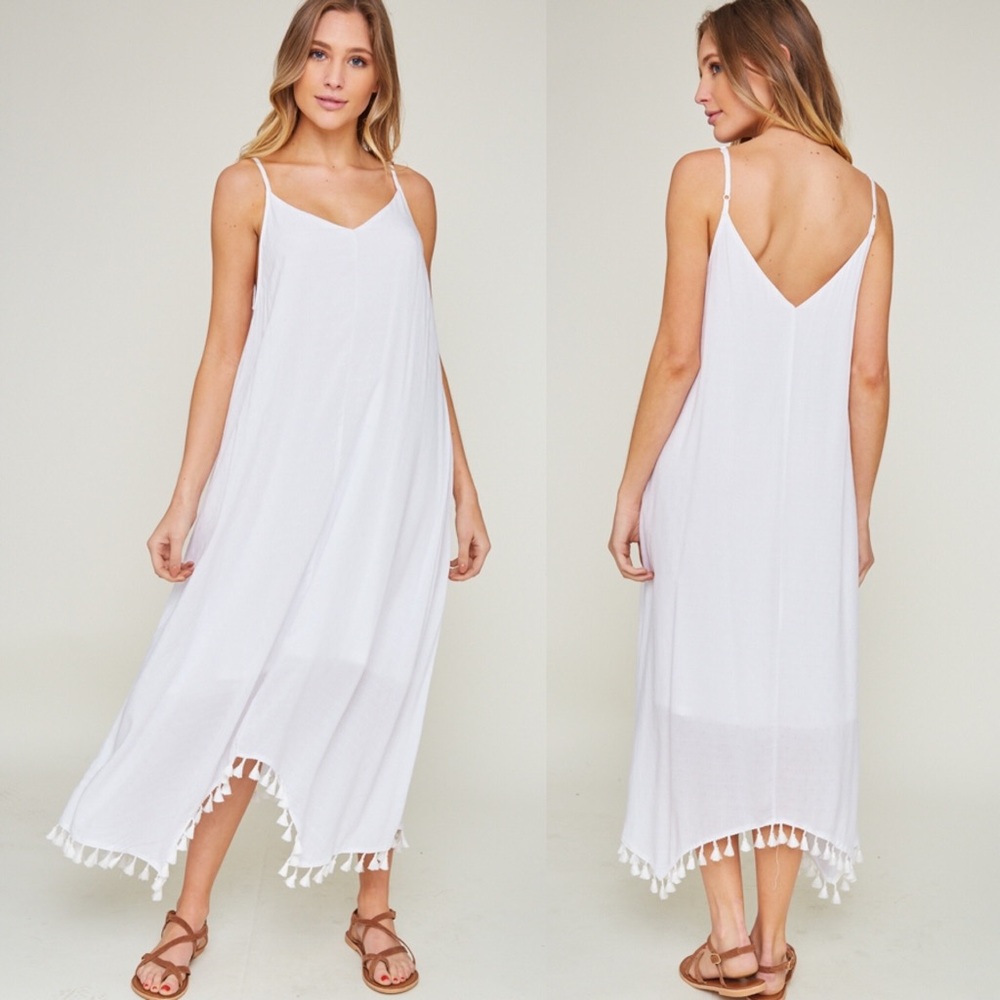 STORE CLOSING SALE! White Sleeveless Maxi Dress Medium